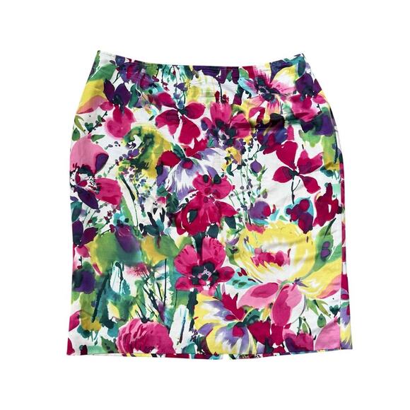 Jones New York Floral Silk Blend Pencil Skirt Size 12 Tailored Career Work - Picture 1 of 7